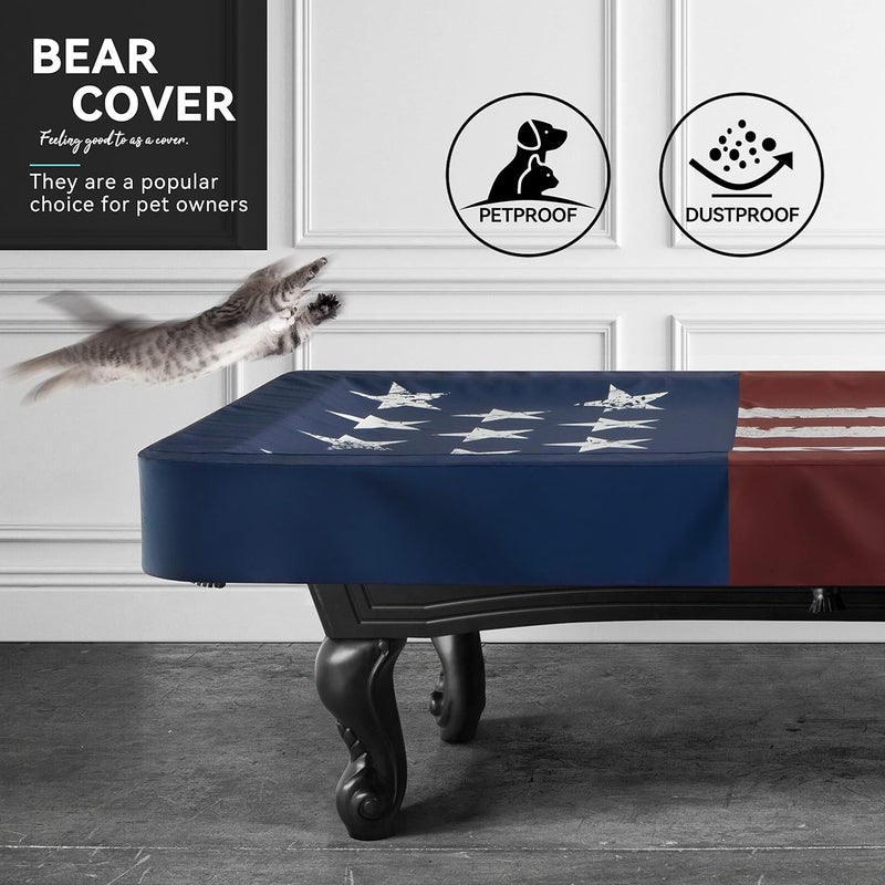BEARCOVER Pool Table Cover, Waterproof Indoor/Outdoor Heavy Leatherette Pool Table Accessories, Billiards Accessories for Protecting Felt, 7/8/9 Feet Fitted Billiard Covers Red & Blue(8FT/OG.) - Image 3